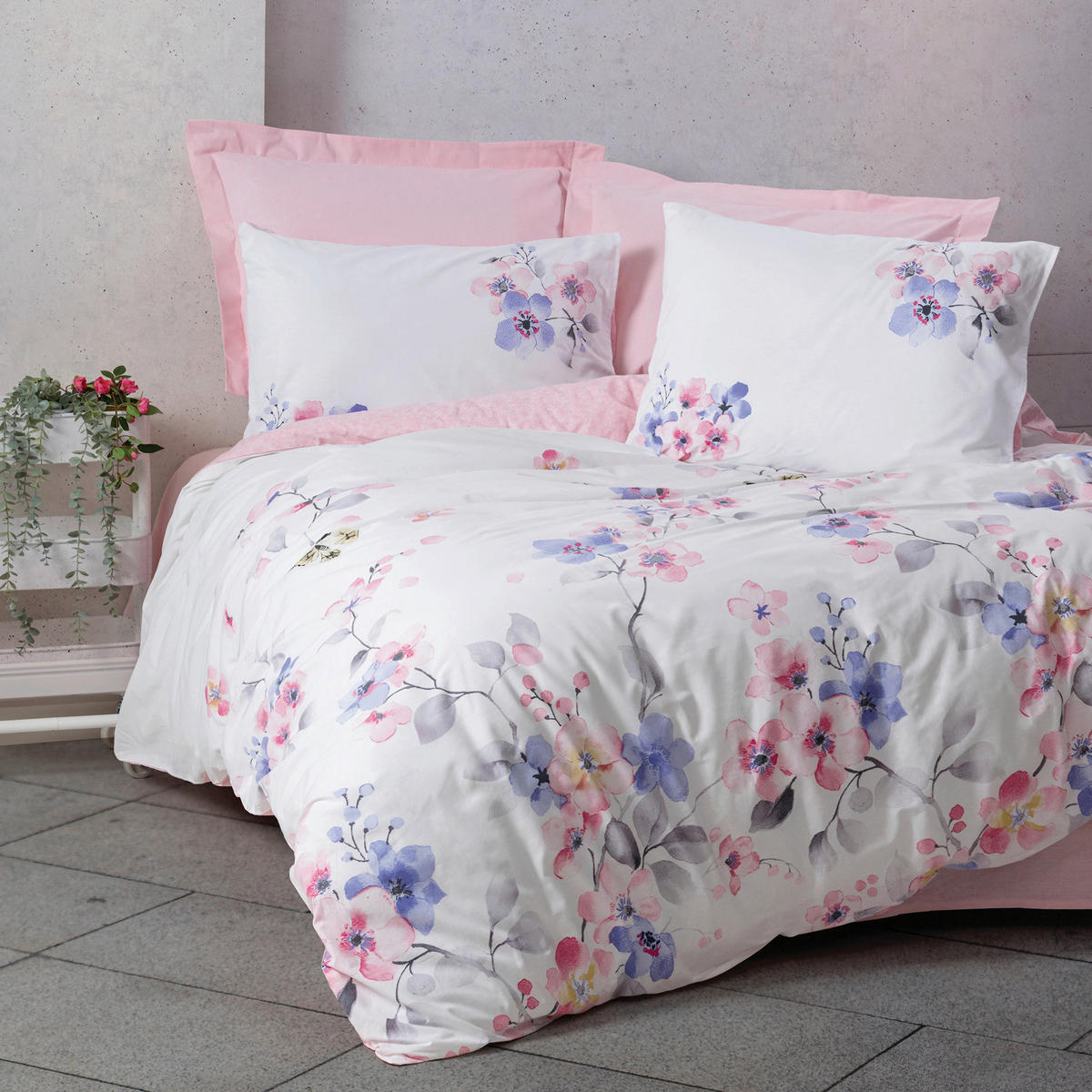 BETTWÄSCHE 155/220 cm  - Pink/Lila, Basics, Textil (155/220cm)