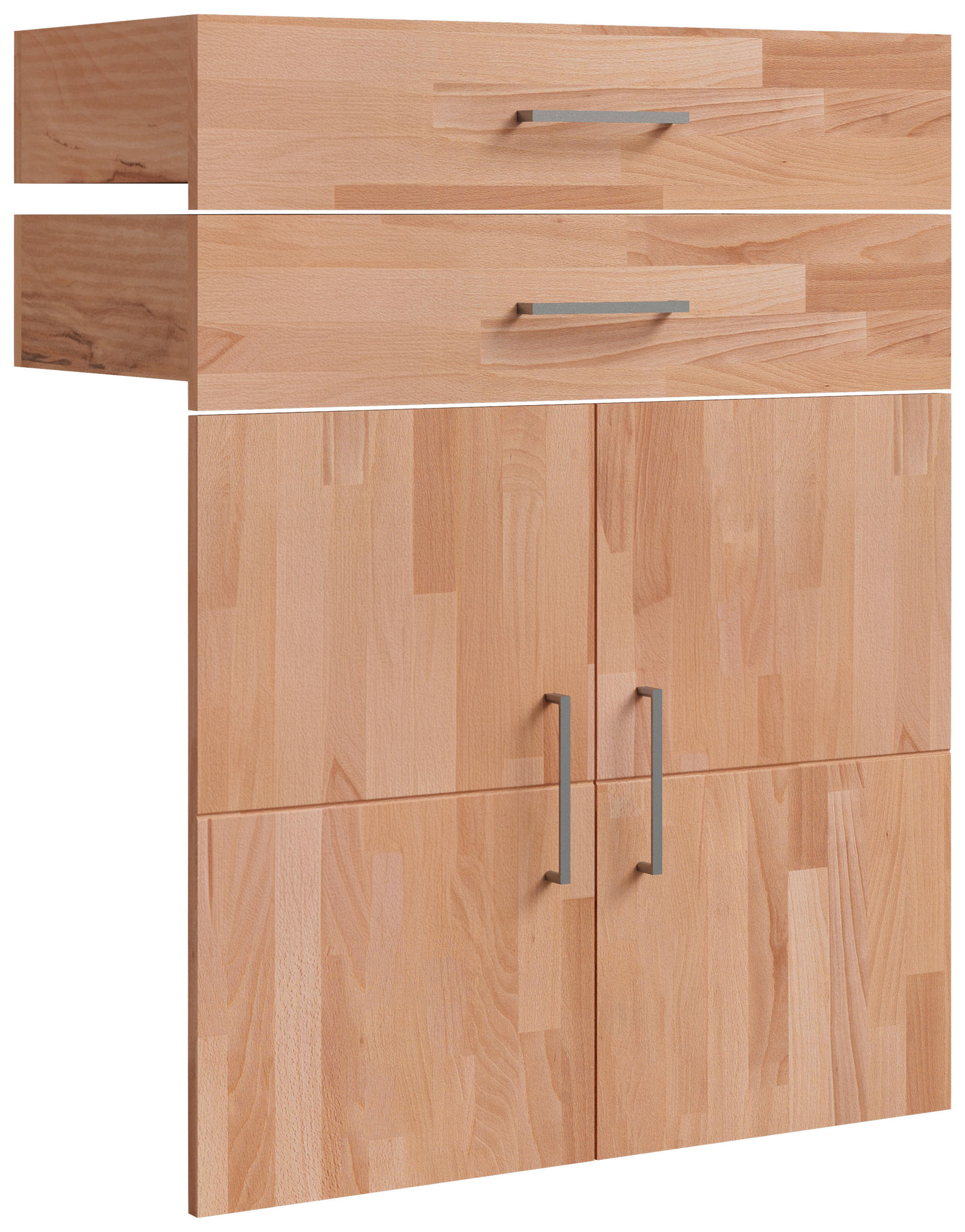 TÜRENSET 78,4/100,6/37 cm   - Silberfarben/Kernbuche, Natur, Holz/Metall (78,4/100,6/37cm) - Linea Natura