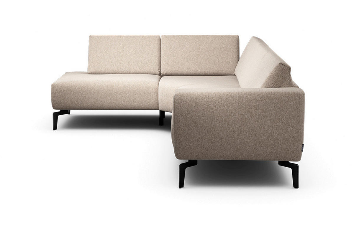 ECKSOFA Cosy Sandfarben Chenille  - Sandfarben/Schwarz, Design, Textil/Metall (193/256cm) - SENSOO