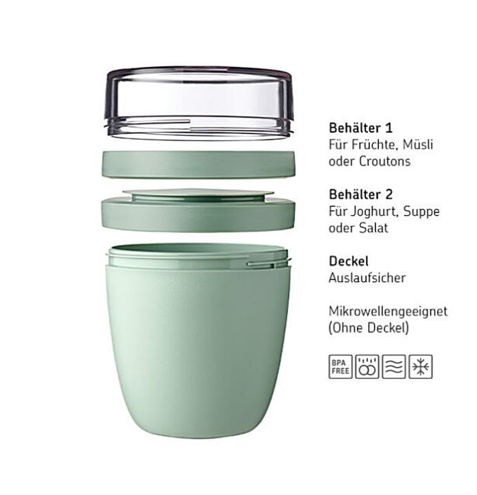 RECIPIENT PENTRU IAURT   - verde salvie, Konventionell, plastic (9,1/12,8cm) - Mepal