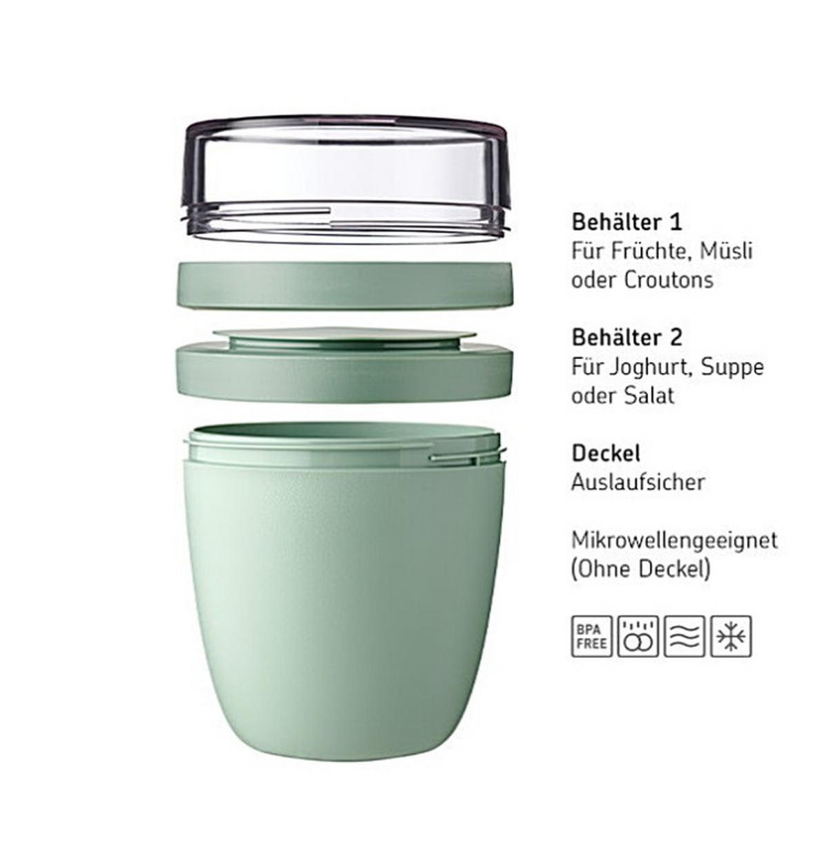 CESTOVNÍ KELÍMEK NA JOGURT  - Konvenční, plast (9,1/12,8cm) - Mepal