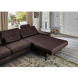 ECKSOFA  in Echtleder Dunkelbraun  334/176 cm  - Dunkelbraun/Schwarz, Design, Leder/Metall (334/176cm) - Dieter Knoll
