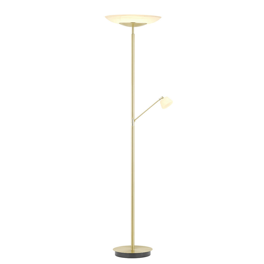 LED-STEHLEUCHTE Ferdi 43/180 cm  - Messingfarben/Alabasterfarben, MODERN, Glas/Metall (43/180cm) - Hell