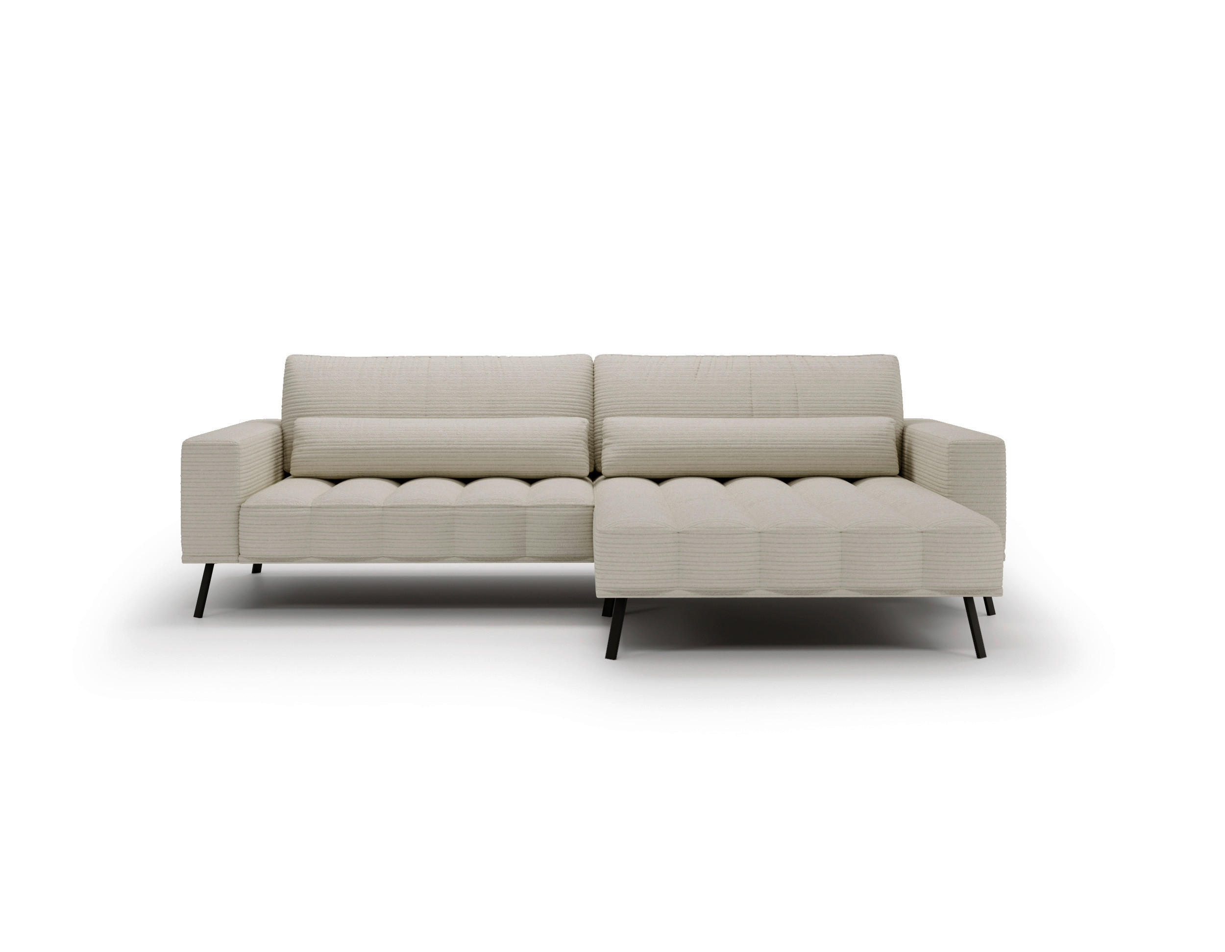 ECKSOFA Naturfarben Cord  - Schwarz/Naturfarben, Design, Textil/Metall (291/204cm) - Lomoco