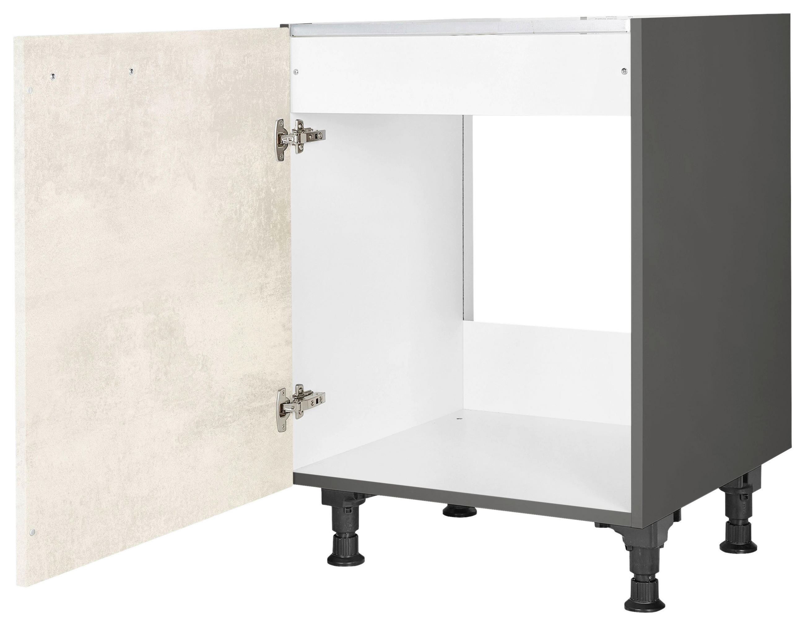 SPÜLENUNTERSCHRANK 60/87/56 cm in Weiß - Schieferfarben/Edelstahlfarben, MODERN, Holzwerkstoff/Metall (60/87/56cm) - Nobilia