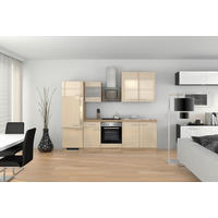 KÜCHENBLOCK 270 cm   in Kaschmir  - Kaschmir/Edelstahlfarben, MODERN, Glas/Holzwerkstoff (270cm) - FlexWell