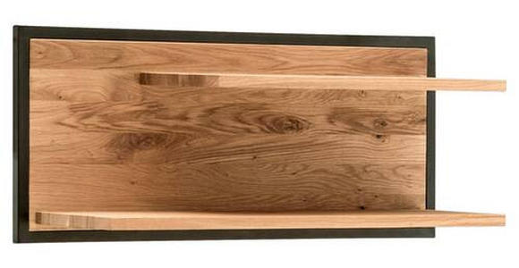 WANDBOARD Wildeiche massiv, vollmassiv, Hartholz Schwarz, Eichefarben  - Eichefarben/Schwarz, Design, Holz/Metall (80/35/26cm) - Linea Natura