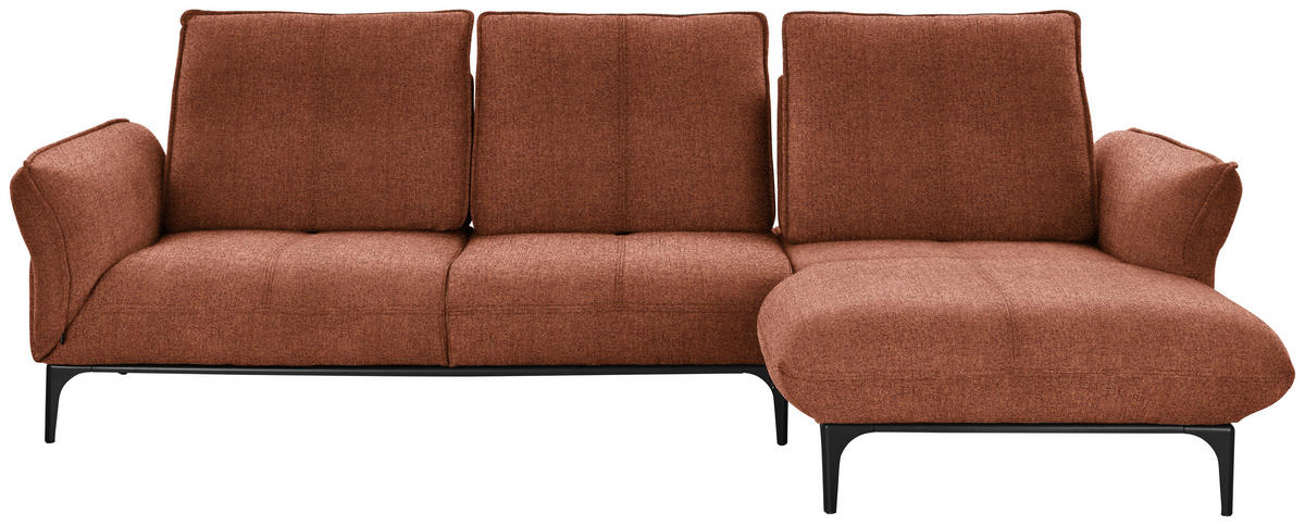 ECKSOFA  in Webstoff Orange, Rostfarben  277/182 cm  - Rostfarben/Schwarz, Natur, Textil (277/182cm) - Valnatura