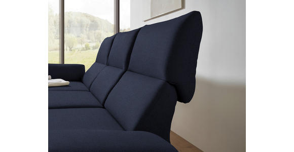 ECKSOFA  in Flachgewebe Blau Armteilverstellung, Relaxfunktion, Drehsitzfunktion  175-224/255-365 cm  - Blau/Schwarz, Design, Textil/Metall (175-224/255-365cm) - Dieter Knoll