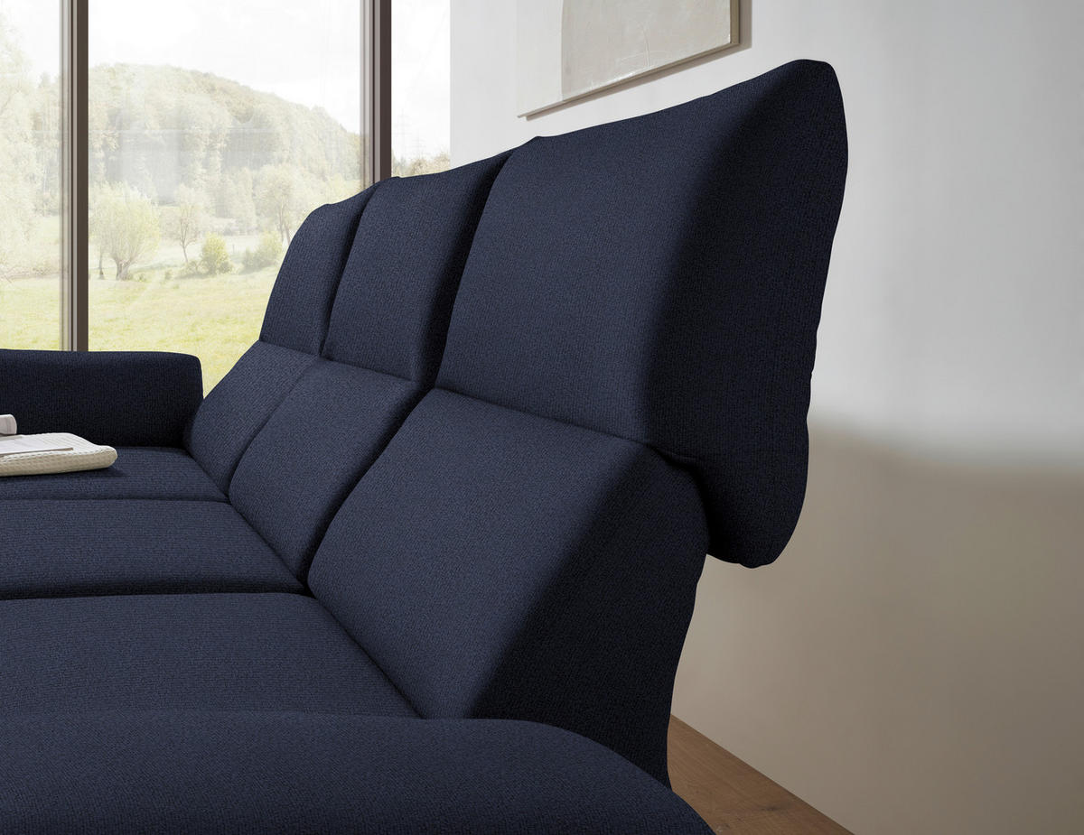 ECKSOFA  in Flachgewebe Blau  175-224/255-365 cm  - Blau/Schwarz, Design, Textil/Metall (175-224/255-365cm) - Dieter Knoll