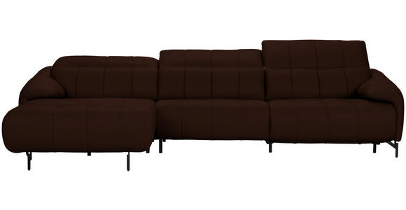 ECKSOFA  in Echtleder Braun  165/313 cm  - Schwarz/Braun, Design, Leder/Metall (165/313cm) - Belluti