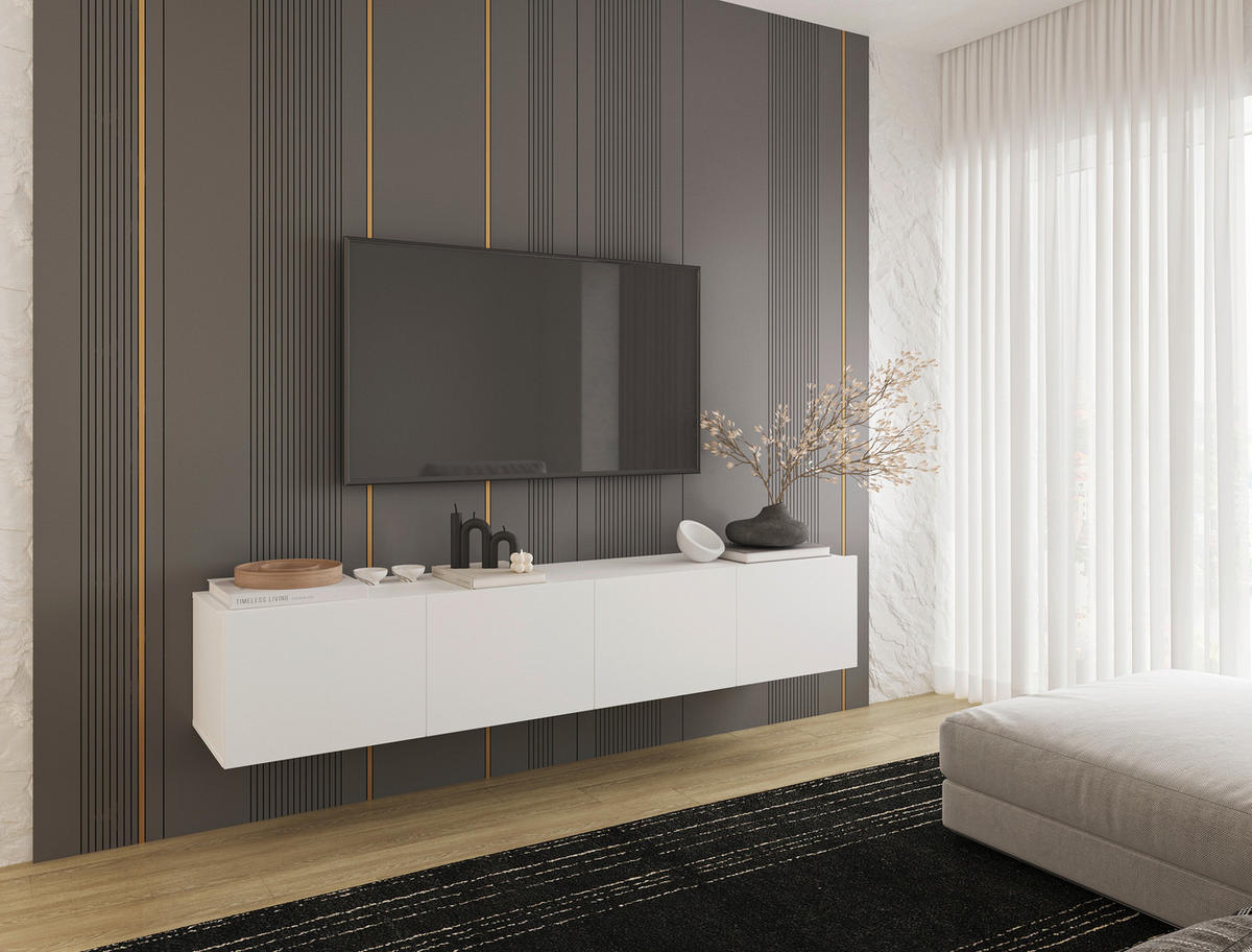 LOWBOARD  in 200/36,7/42 cm  - Weiß, Design, Holzwerkstoff (200/36,7/42cm) - Hom`in