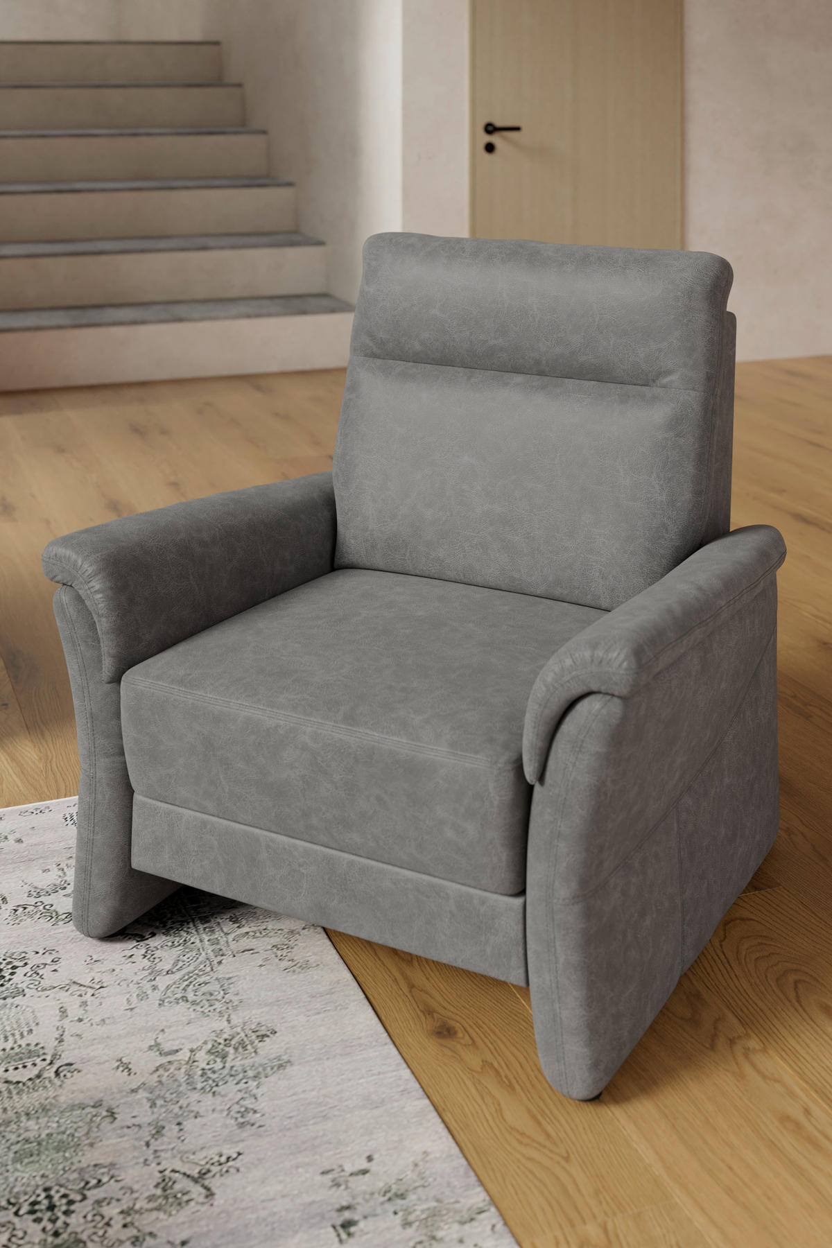 SESSEL in Mikrofaser Grau  - Schwarz/Grau, KONVENTIONELL, Kunststoff/Textil (104/98/91cm) - Elegando