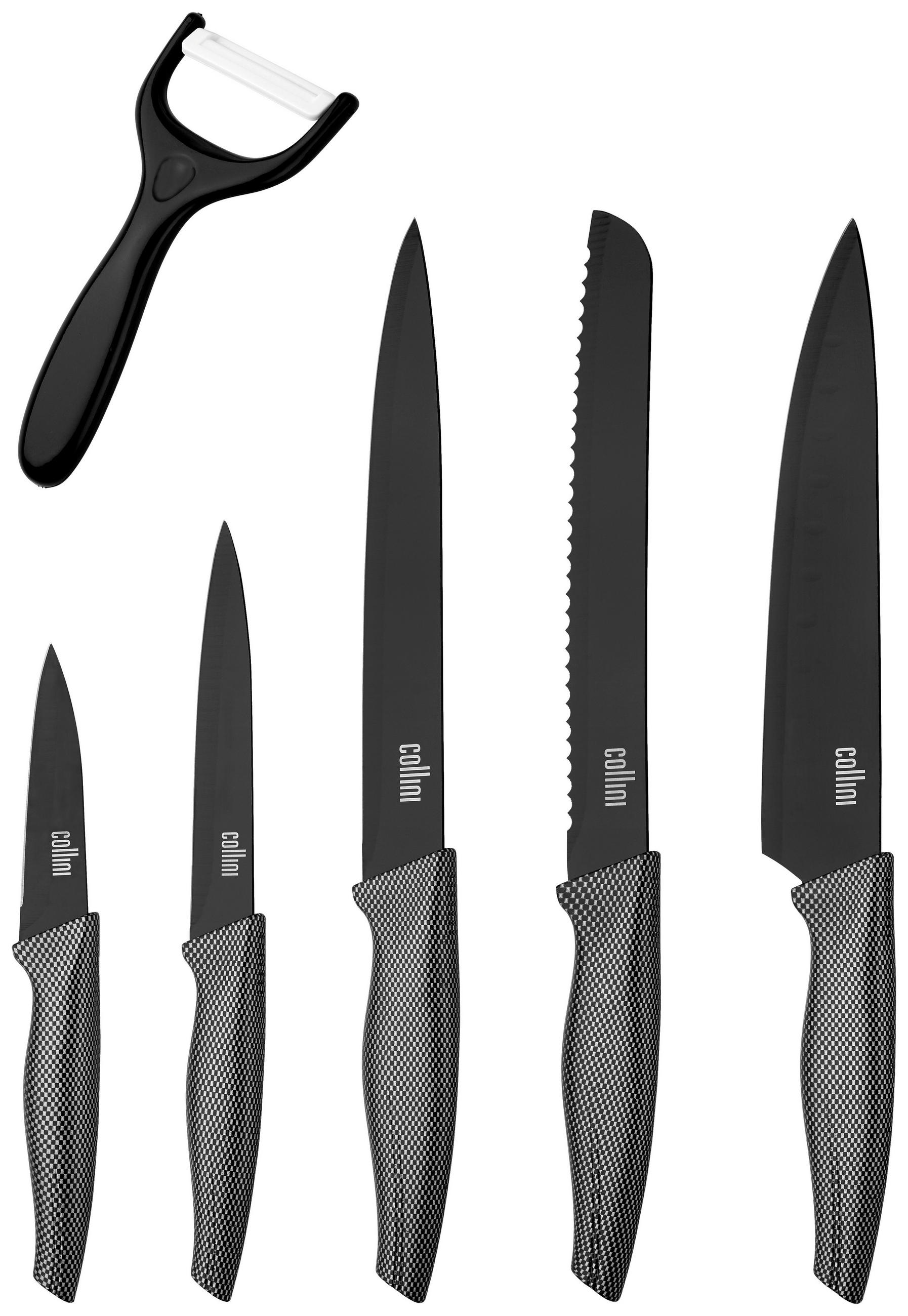 Messerset Edelstahl/schwarz 6-Tlg., Antihaftbeschichtet