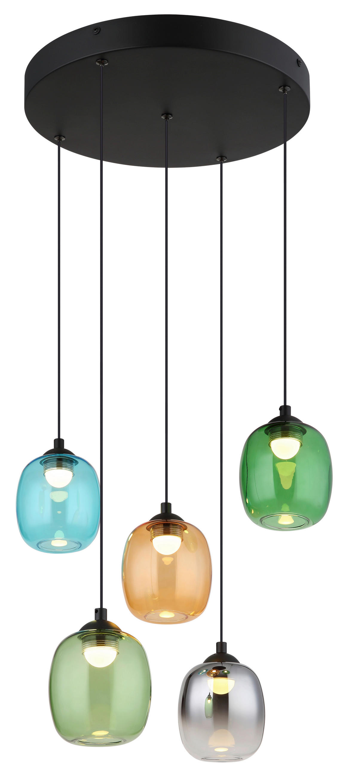 LED-HÄNGELEUCHTE 43/150 cm  - Blau/Dunkelgrün, Basics, Glas/Kunststoff (43/150cm)
