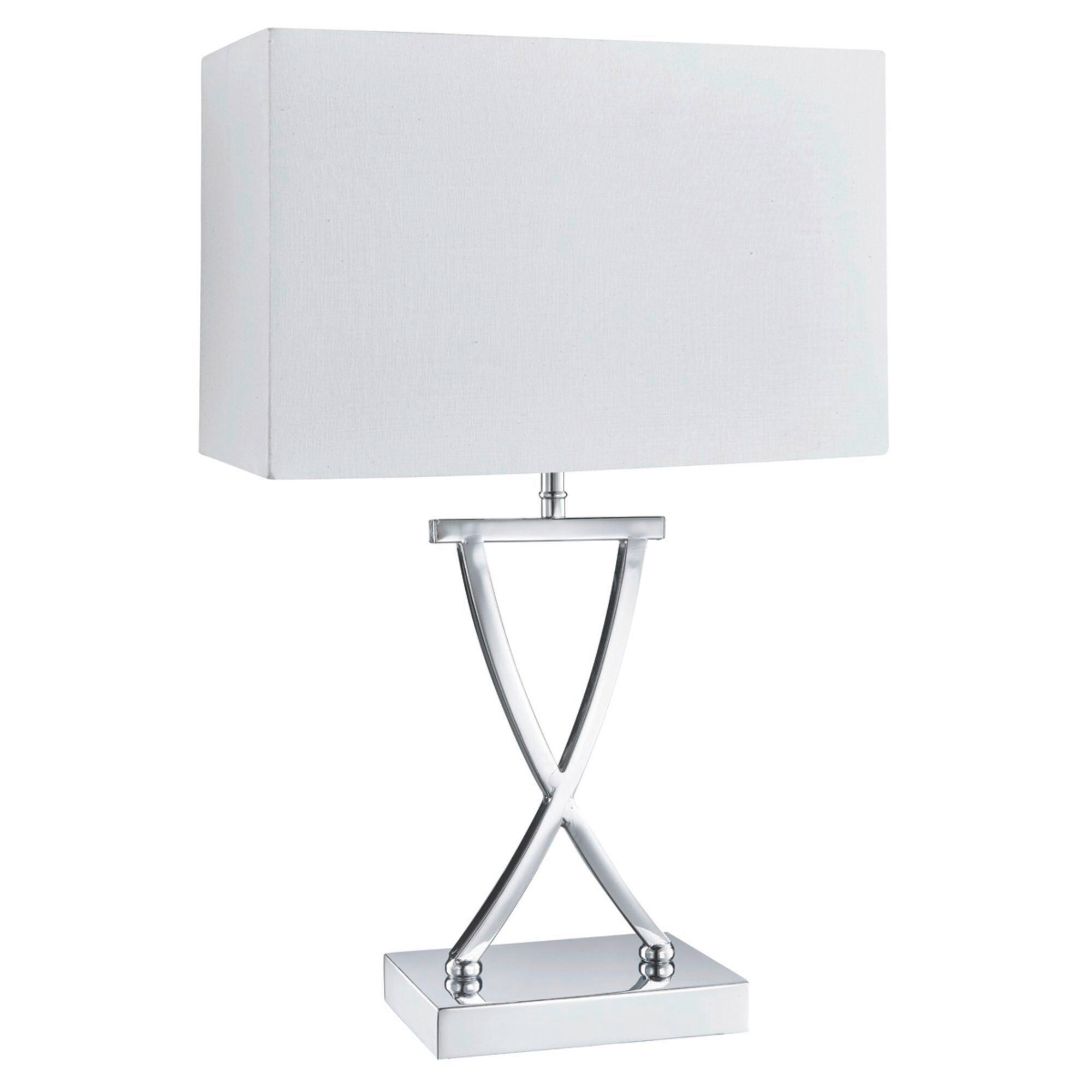 TISCHLEUCHTE Club 31/48,5/20 cm   - Chromfarben/Weiß, Design, Kunststoff/Textil (31/48,5/20cm) - Searchlight