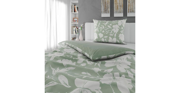 WENDEBETTWÄSCHE Mavie Satin 140/200 cm  - Weiß/Grün, KONVENTIONELL, Textil (140/200cm) - Novel