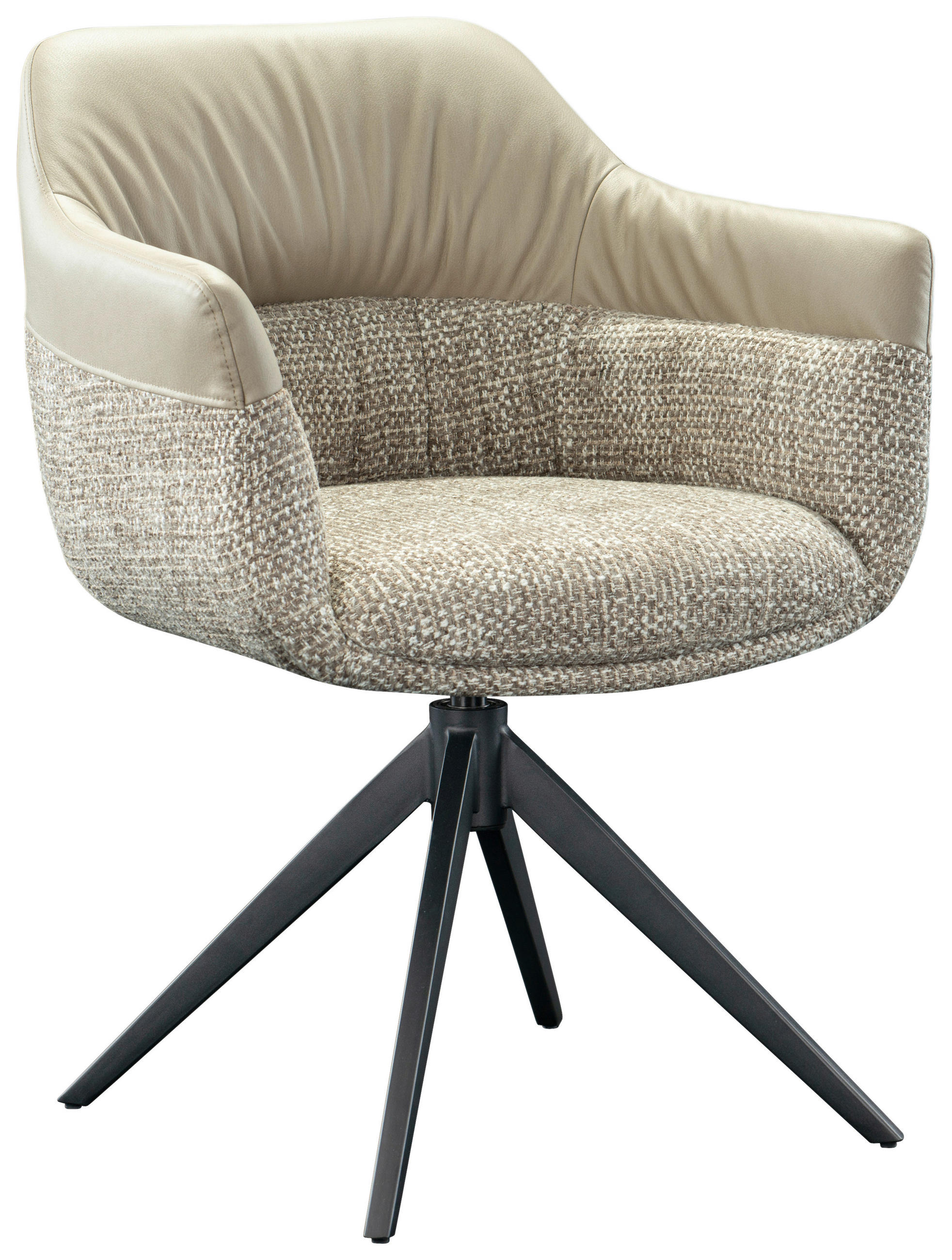 ARMLEHNSTUHL  in Eisen Webstoff, Mikrofaser  - Taupe/Schwarz, Design, Textil/Metall (62/83/60cm) - Novel