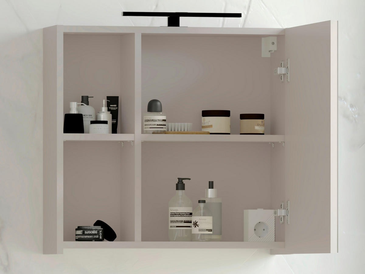 SPIEGELSCHRANK 60/56/15,1 cm  - Kaschmir, Trend, Glas/Holzwerkstoff (60/56/15,1cm) - Respekta