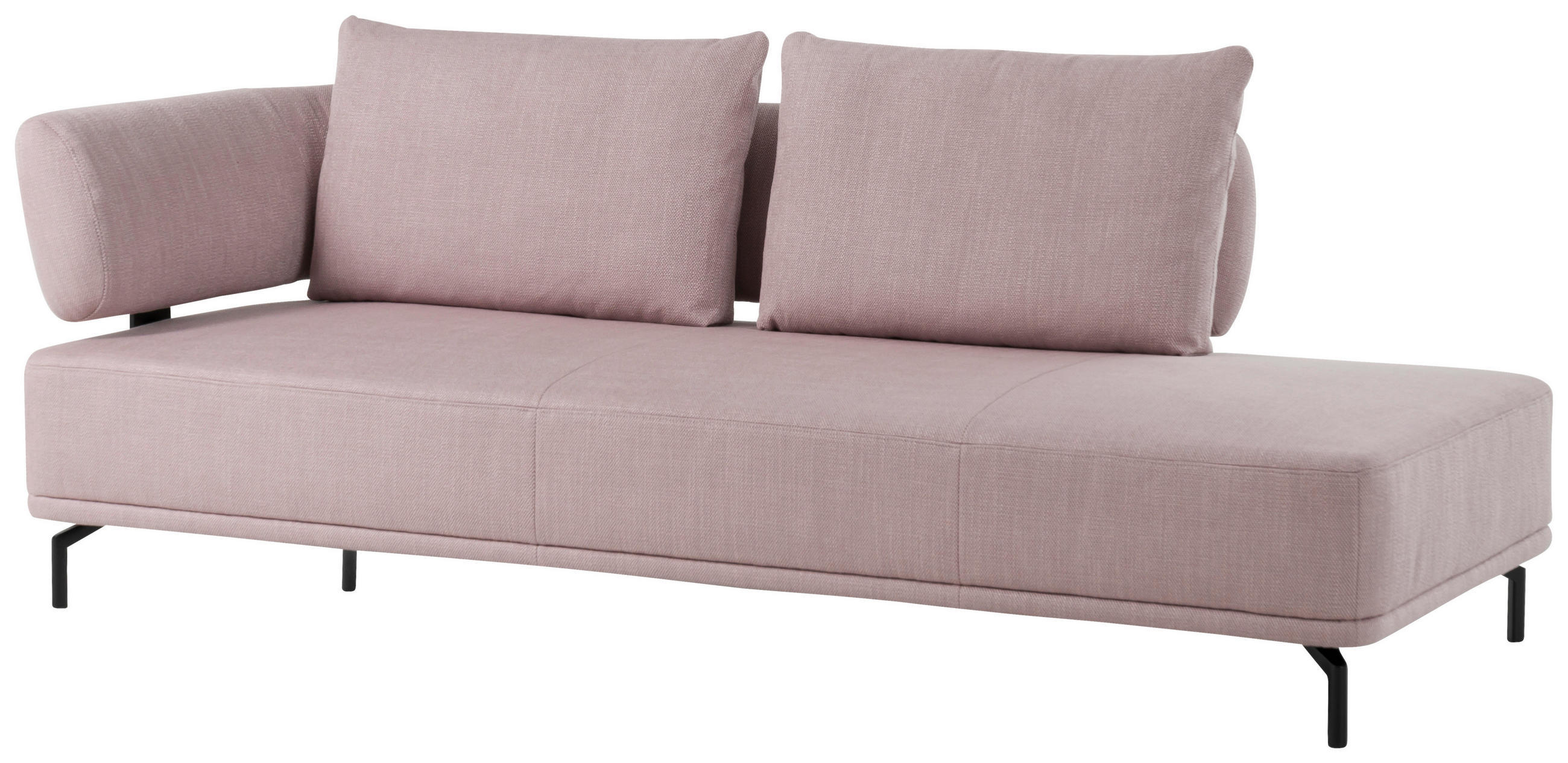 RÉCAMIERE in Flachgewebe Hellrosa  - Hellrosa/Schwarz, Design, Textil/Metall (225/80/98cm) - Dieter Knoll