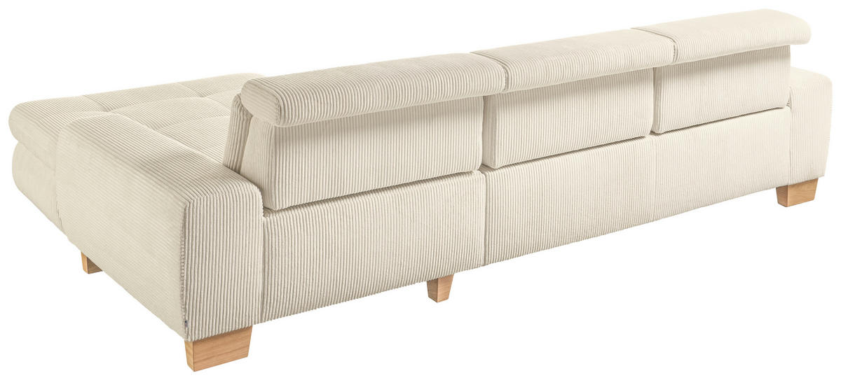 ECKSOFA Creme Cord  - Eiche Bianco/Creme, KONVENTIONELL, Holz/Textil (307/195cm) - SetOne by Musterring