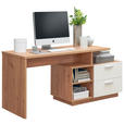 SCHREIBTISCH 166/65/75 cm  in Weiß, Eiche Artisan  - Silberfarben/Weiß, KONVENTIONELL, Holzwerkstoff/Kunststoff (166/65/75cm) - Xora
