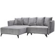 ECKSOFA in Chenille Grau  - Schwarz/Grau, LIFESTYLE, Textil/Metall (172/255cm) - Carryhome