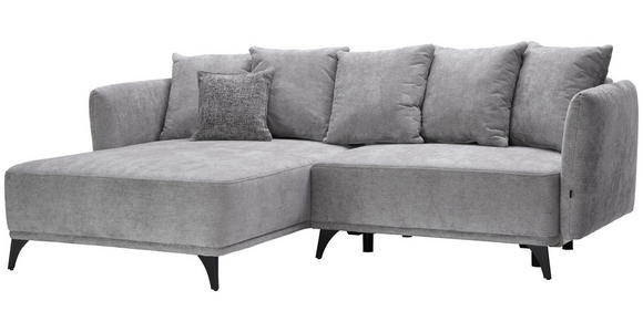 ECKSOFA in Chenille Grau  - Schwarz/Grau, LIFESTYLE, Textil/Metall (172/255cm) - Carryhome