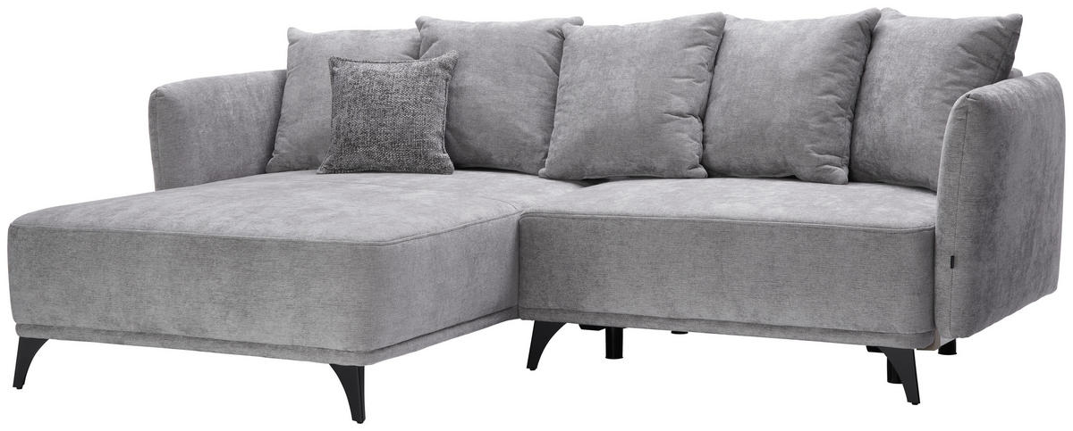 ECKSOFA Grau Chenille  - Schwarz/Grau, LIFESTYLE, Textil/Metall (172/255cm) - Carryhome