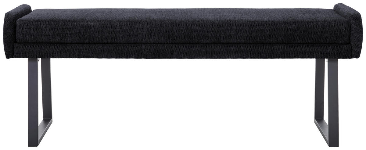 HOCKERBANK 160/49/49 cm Webstoff Schwarz  - Schwarz, Design, Textil/Metall (160/49/49cm) - Novel