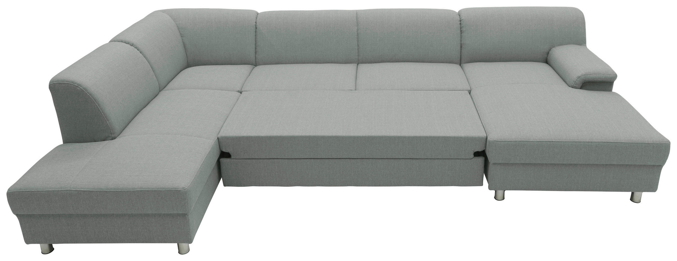 WOHNLANDSCHAFT Silberfarben Webstoff - Chromfarben/Silberfarben, KONVENTIONELL, Textil/Metall (194/308/150cm)