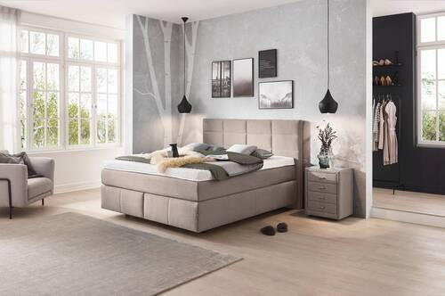 BOXSPRINGBETT 180/200 cm  in Hellgrau  - Hellgrau/Schwarz, KONVENTIONELL, Kunststoff/Textil (180/200cm) - Dieter Knoll