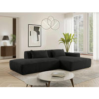 ECKSOFA BILLUND Schwarz Cord Nierenkissen  - Schwarz, KONVENTIONELL, Kunststoff/Textil (294/165cm) - Livetastic