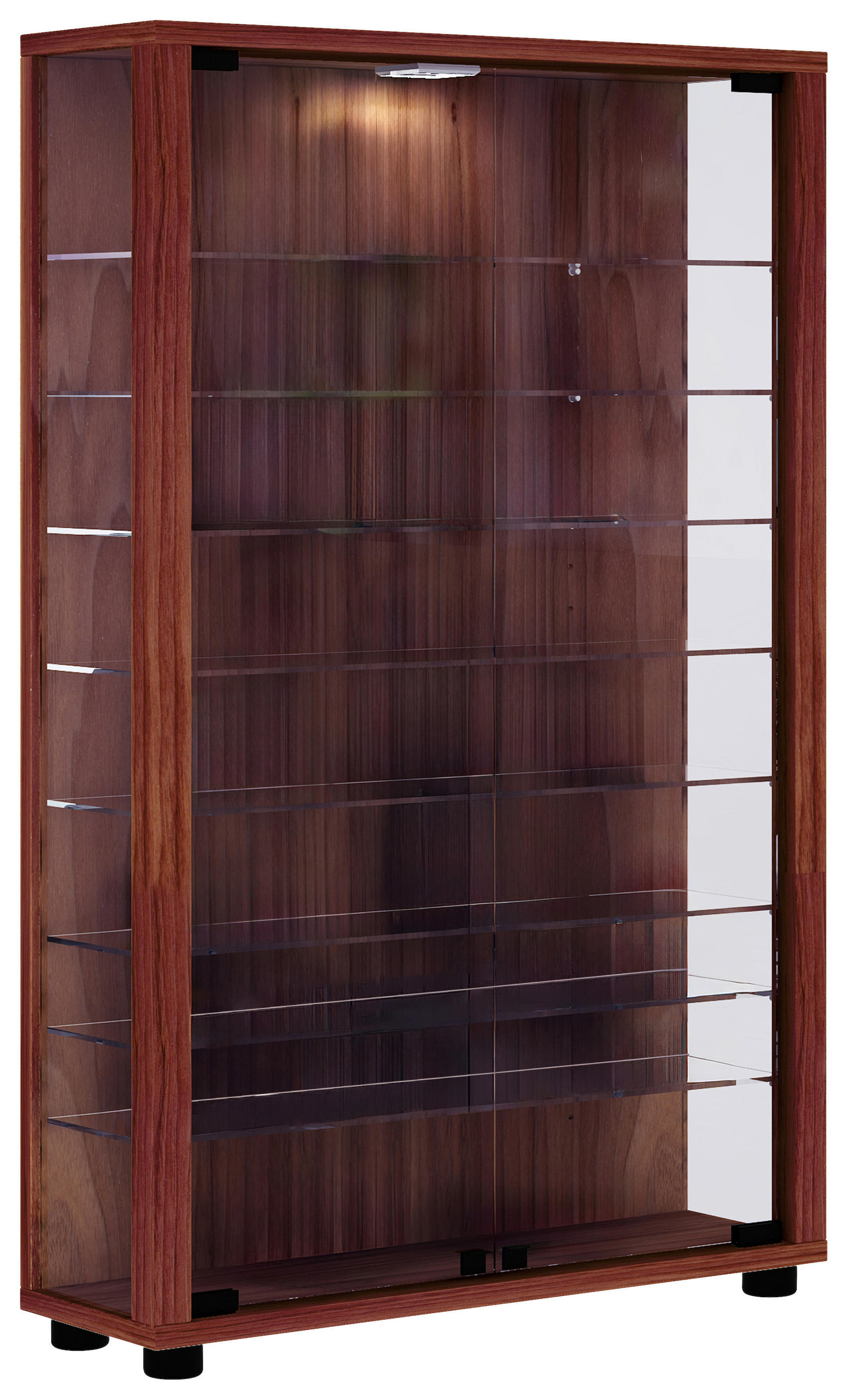 VITRINE Lumo in Nussbaumfarben  - Transparent/Nussbaumfarben, Design, Glas/Holzwerkstoff (59/90/18cm) - MID.YOU