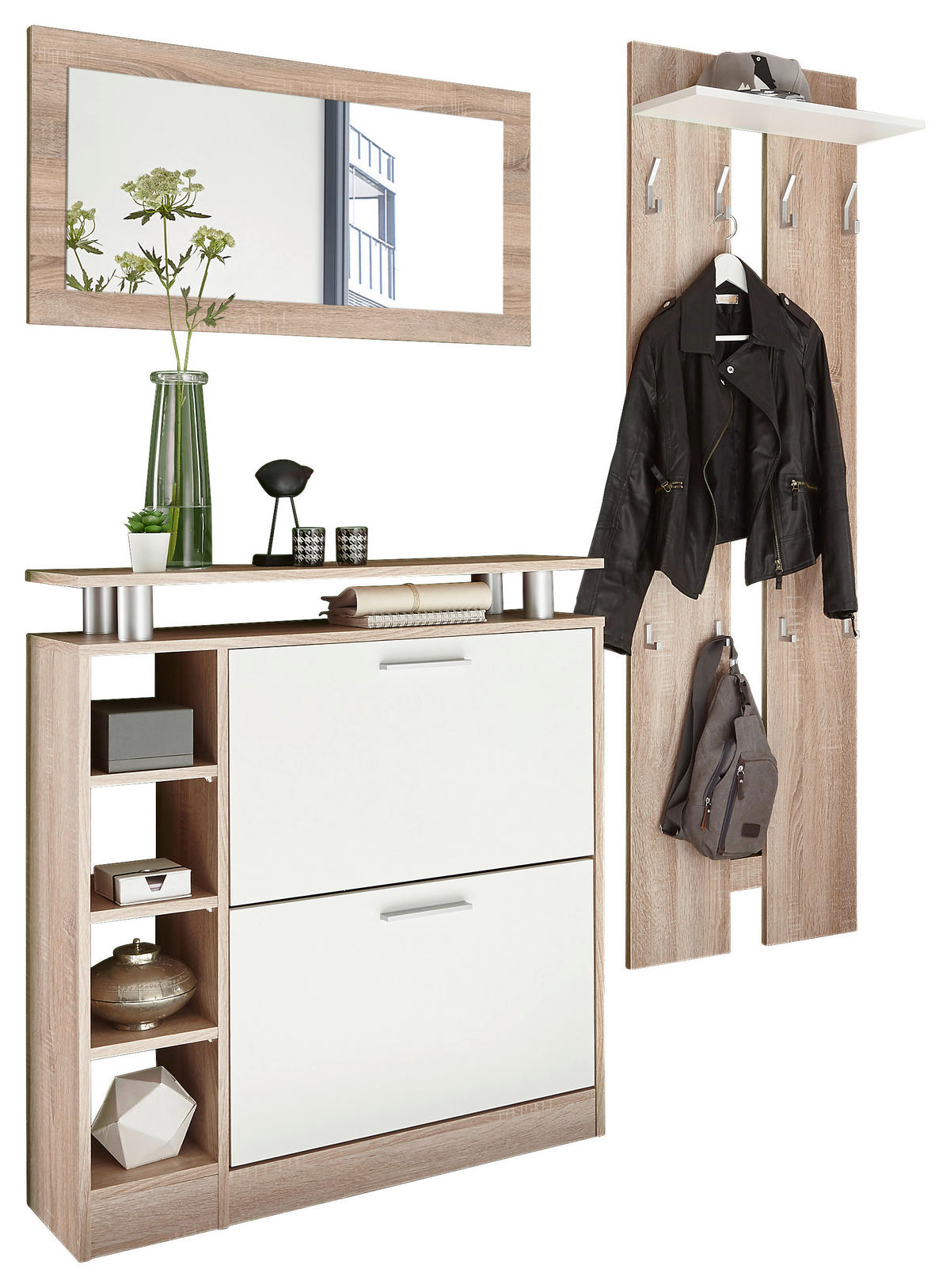 PREDSOBA bela, hrast sonoma - bela/hrast sonoma, Basics, leseni material (155/190/25cm) - Carryhome
