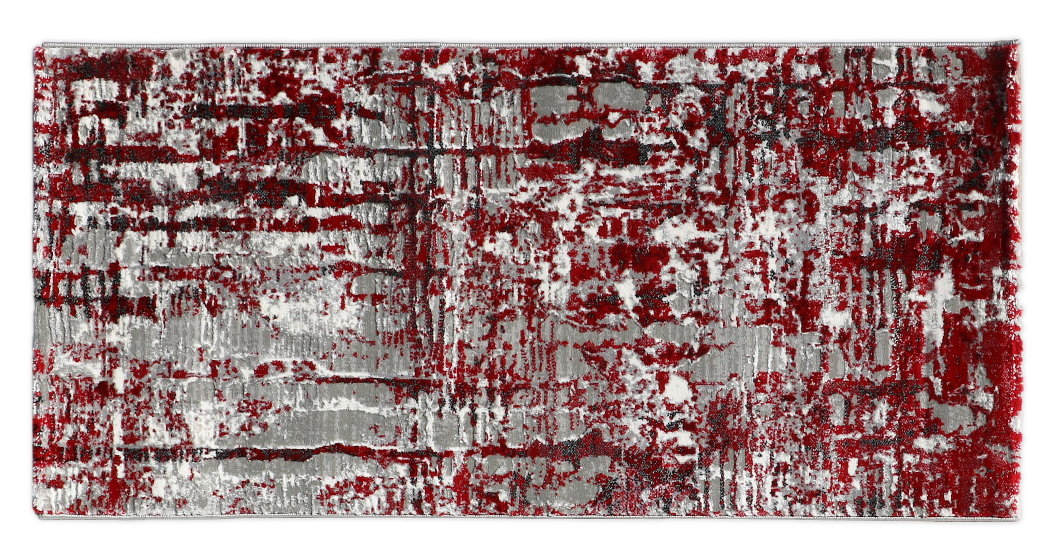 KOBEREC TKANÝ NA PLOCHO, 70/140 cm, šedá, červená - šedá,červená - textil