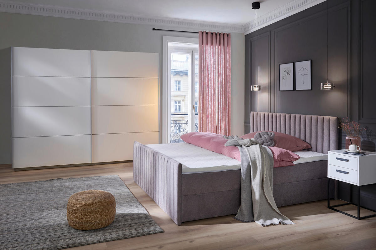 Dulap Cu Uși Culisante, 270/210/61 cm, alb - argintiu/alb, Design, metal/material pe bază de lemn (270/210/61cm) - Ti'me