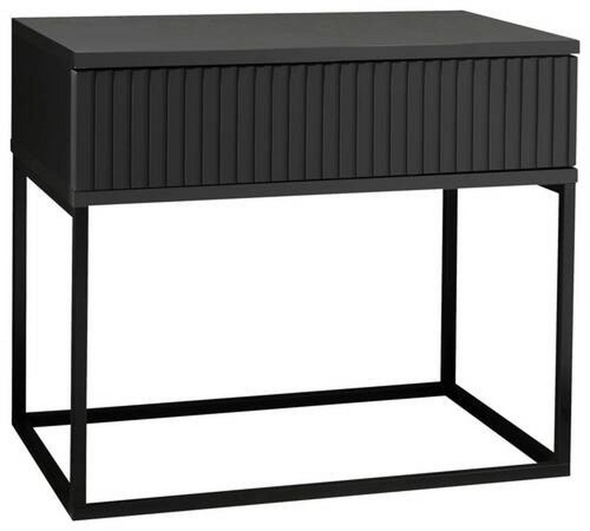 NOČNA OMARICA, barve grafita, črna  - črna/barve grafita, Moderno, kovina/leseni material (60/52/38,5cm) - Livetastic