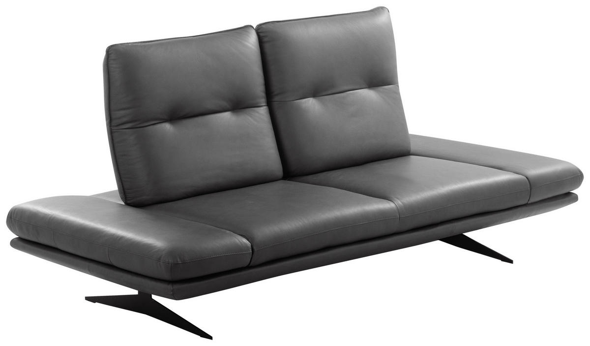2,5-SITZER Echtleder Dunkelgrau  - Dunkelgrau/Schwarz, Design, Leder/Metall (218/95/107cm) - Celina Home