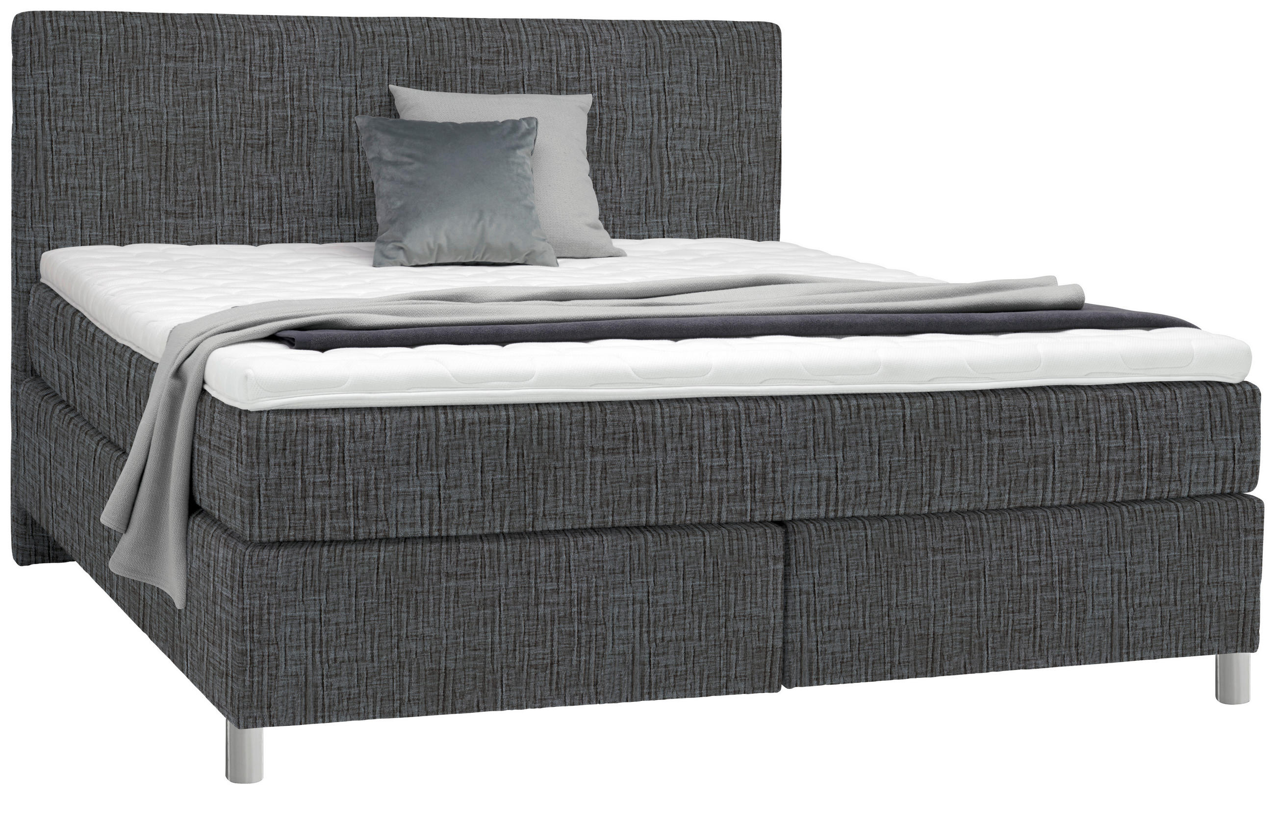 BOXSPRINGBETT 180/200 cm  in Grau  - Chromfarben/Grau, KONVENTIONELL, Kunststoff/Textil (180/200cm) - Voleo