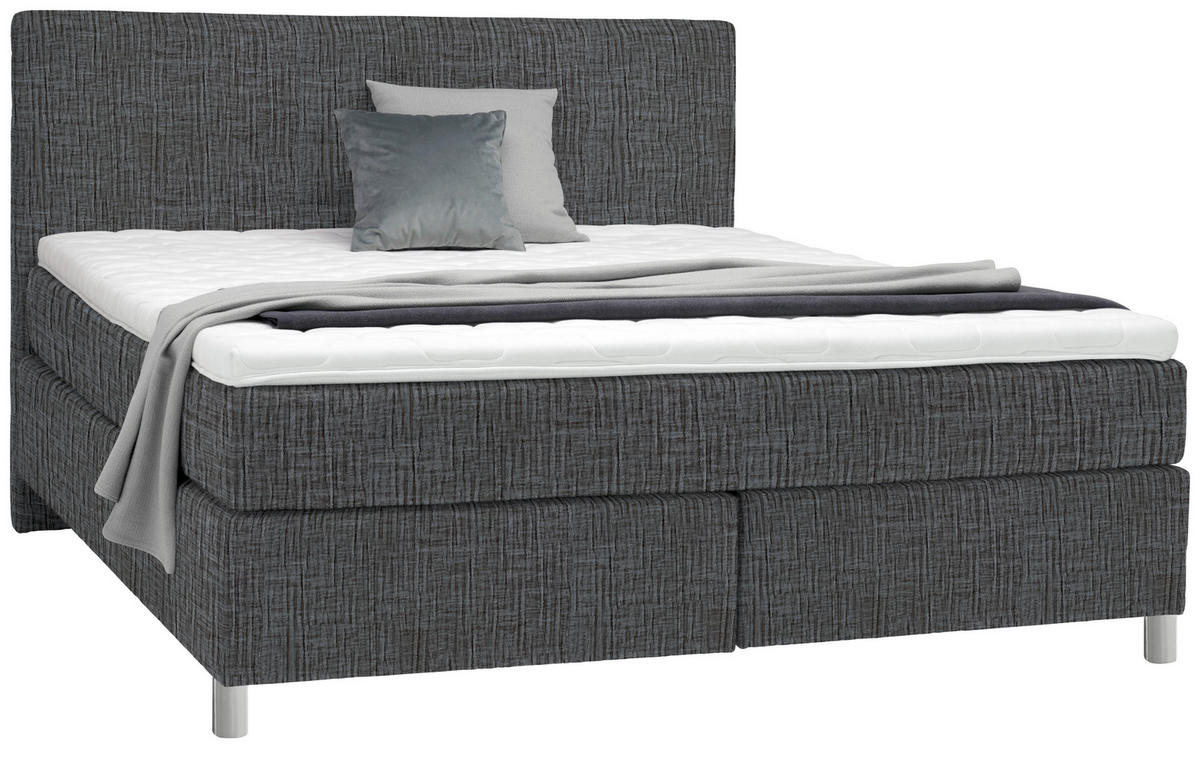 BOXSPRINGBETT 200/200 cm  in Grau  - Chromfarben/Grau, Konventionell, Kunststoff/Textil (200/200cm) - Voleo