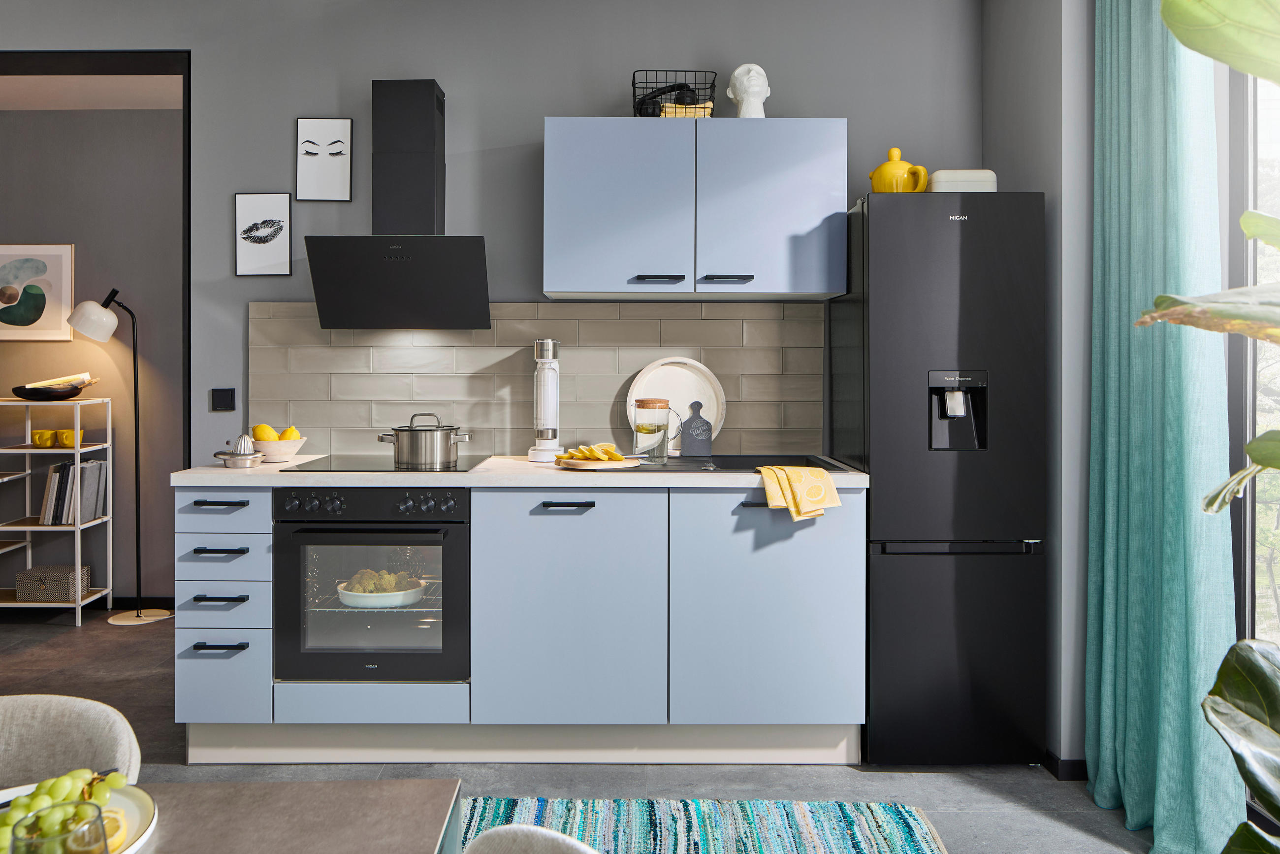 KÜCHENLEERBLOCK XO 15 210 cm  in Kaschmir, Pastellblau  - Kaschmir/Pastellblau, Design, Holzwerkstoff/Metall (210cm) - Xora
