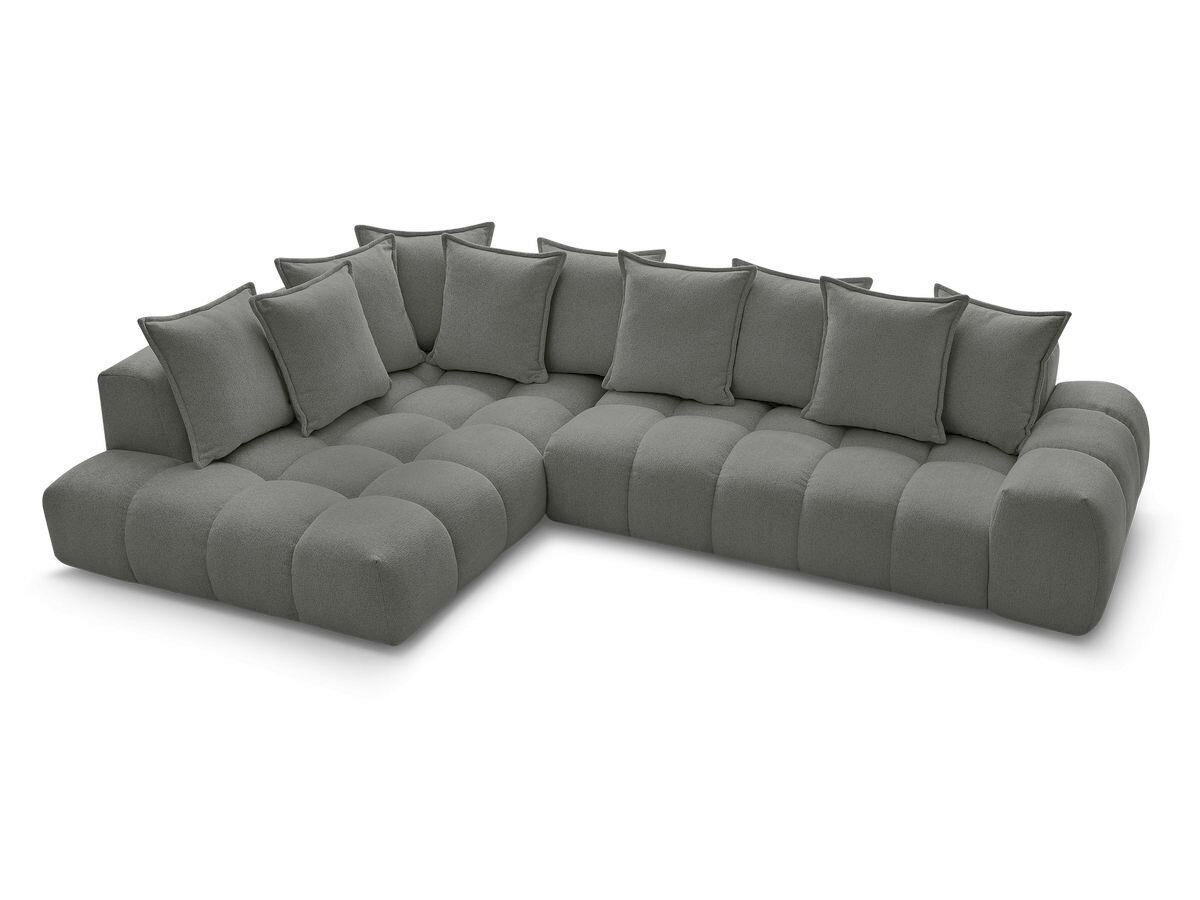 ECKSOFA Ottomane links  EVEREST Dunkelgrau Flachgewebe  - Dunkelgrau/Schwarz, MODERN, Kunststoff/Textil (210/352cm) - Livetastic