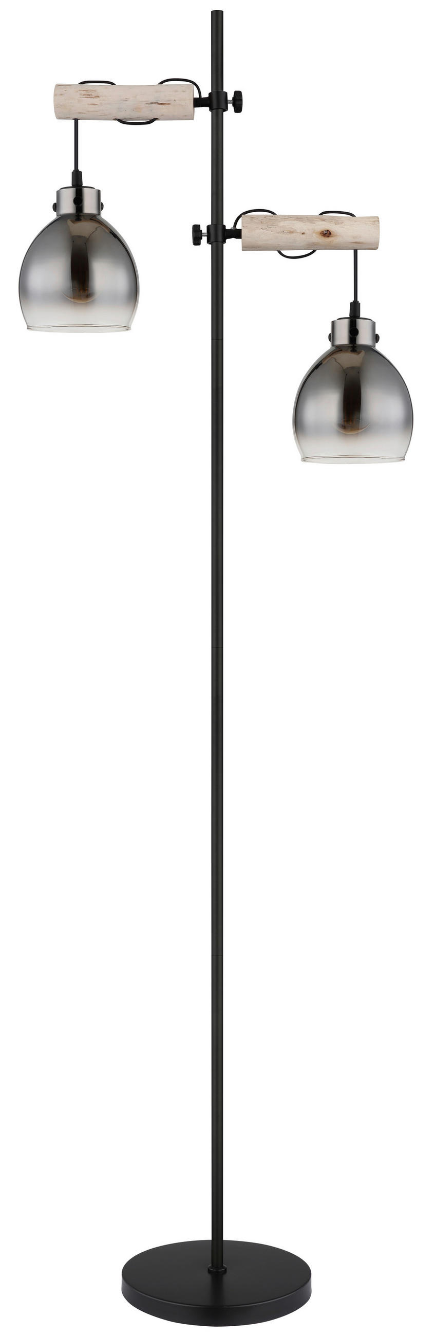 STOJACÍ LAMPA, 48/25/168 cm - černá/přírodní barvy, Natur, kov/dřevo (48/25/168cm) - Globo
