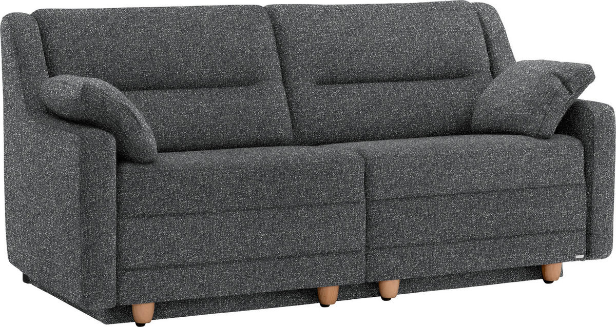 SCHLAFSOFA  in Mikrovelours Anthrazit  - Anthrazit/Buchefarben, KONVENTIONELL, Holz/Textil (184/88/91cm) - Sedda