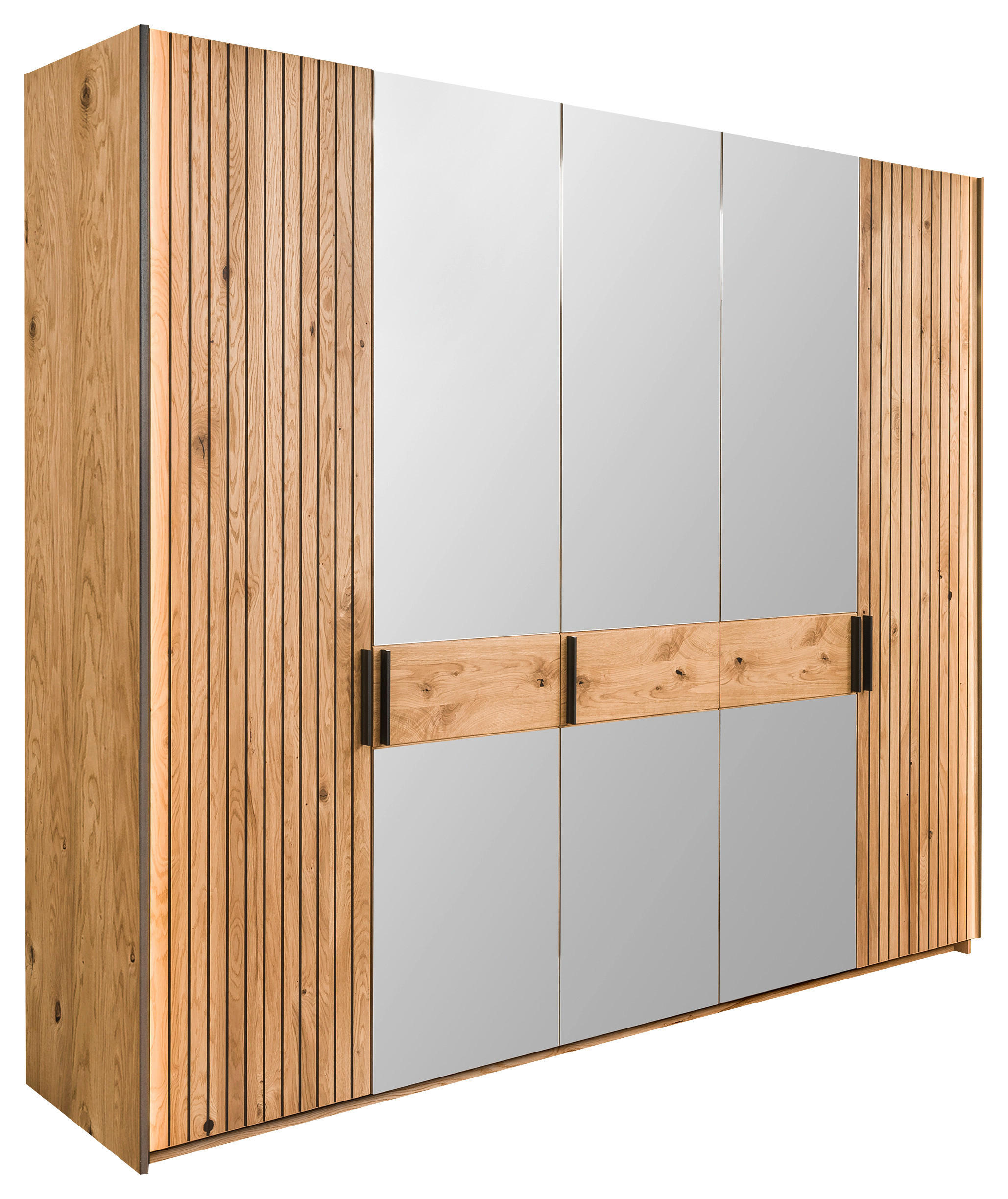 DREHTÜRENSCHRANK  in Eichefarben  - Eichefarben/Schwarz, LIFESTYLE, Glas/Holz (247/214/61cm) - Linea Natura