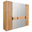 DREHTÜRENSCHRANK  in Eichefarben  - Eichefarben/Schwarz, LIFESTYLE, Glas/Holz (247/214/61cm) - Linea Natura