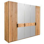 DREHTÜRENSCHRANK  in Eichefarben  - Eichefarben/Schwarz, LIFESTYLE, Glas/Holz (247/214/61cm) - Linea Natura