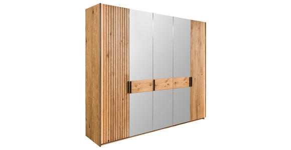 DREHTÜRENSCHRANK  in Eichefarben  - Eichefarben/Schwarz, LIFESTYLE, Glas/Holz (247/214/61cm) - Linea Natura