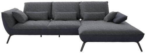 ECKSOFA in Flachgewebe Anthrazit  - Anthrazit/Schwarz, Design, Textil/Metall (301/191cm) - Moderano